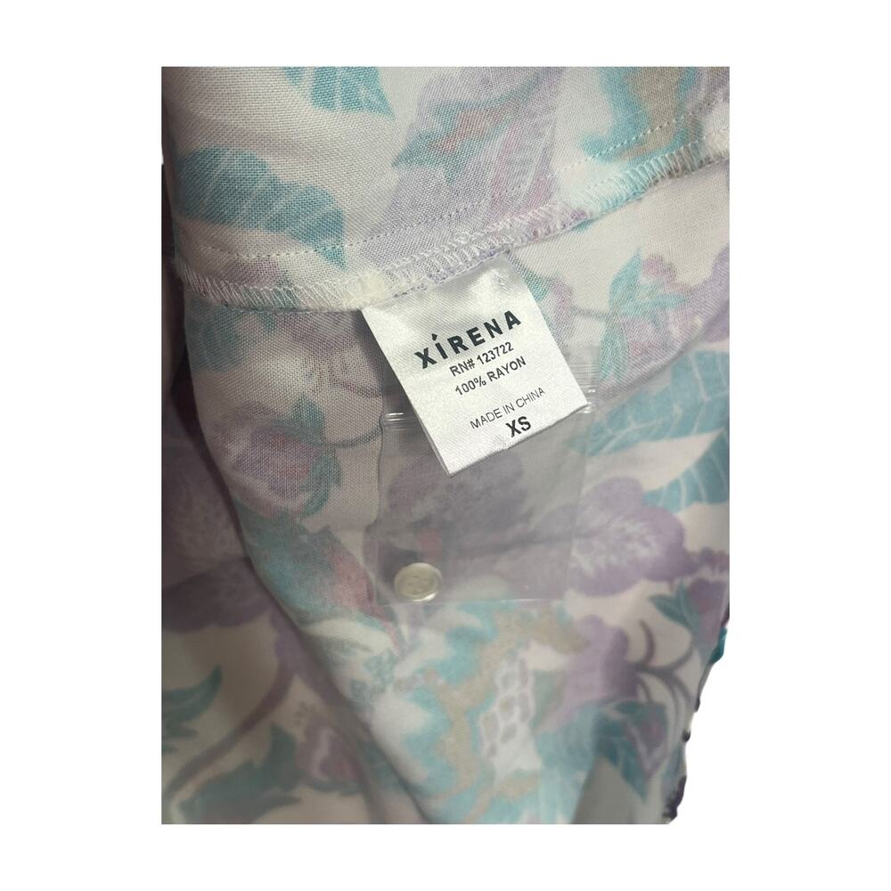 Xirena Top Womens Extra Small Purple Floral Ruffle Puff Sleeve Chic Flowy Boho - Picture 5 of 8